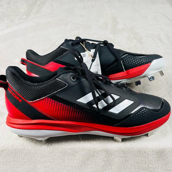 Adidas Baseball Cleats Icon 7 Men's 14 Black Red Performance Metal Shoes‎ S23858 - Picture 1 of 10